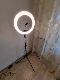 Кольцевая LED лампа LUMERTY (45см-75w) / светодиодное кольцо на штативе с креплением для телефона - для фото/видео, селфи, набор для блогеров, beauty-мастеров (75W - 5939) фото от покупателей 7