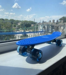 Пенни борд скейт Jenix Penny Board 22" Синий со светящимися колесами фото от покупателей 14