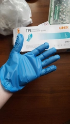 Перчатки TPE Unex Medical Products неопудренные нестерильные размер L 200 шт. — 100 пар Голубые (77-47-1) фото от покупателей 2