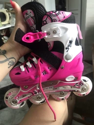 Детские ролики с защитой и шлемом Scale Sports, размер 34-37, Розовые