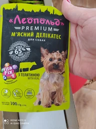 Упаковка влажного корма для собак Леопольд Мясные деликатесы с мясом телятины 24 шт по 100 г (4820185491495-24) фото от покупателей 9
