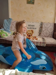 Детский надувной развивающий игровой водный центр плотик Надувная Рыба Касатка Intex большой надувной плот для плавания для катания Интекс для детей для дачи и для пляжа 163 х 76 см BR58523 фото от покупателей 1
