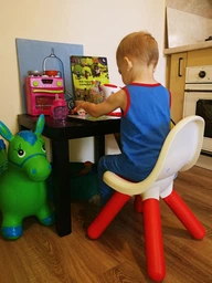Стілець зі спинкою Kid 33х33х50сm блакитно-сірий фото від покупців 9