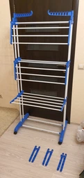 Сушарка для білизни трирівнева складна багатофункціональна сушка для одягу та речей біло-синя (D-2019090610)