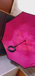 Смарт-парасолька зворотного складання Lesko Up-Brella Синій вітрозахисний антизонт з непромоканим куполом парасолька навпаки (F_2907-13285) фото від покупців 1