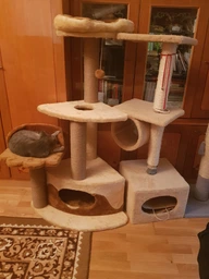 Будиночок дряпка для кота дряпка для кішки Мур-Мяу Лапка 52х75х120 см у джутовій мотузці Світло-Бежевий Темно-коричневий фото від покупців 14