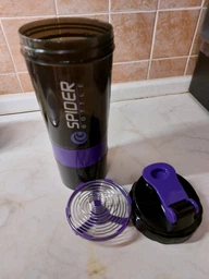 Шейкер Spider Bottle 2Go 500 мл + 2 отсека (по 100 мл) Черный с синим фото от покупателей 3