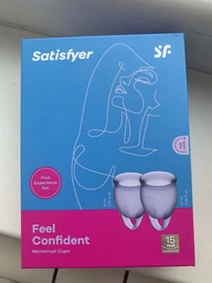 Набор менструальных чаш Satisfyer Feel Confident (lila), 15мл и 20мл, мешочек для хранения фото от покупателей 4