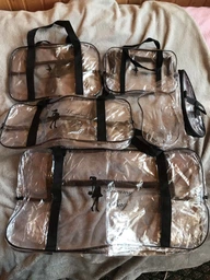 Набір 4+1 прозора сумка в пологовий будинок Mommy Bag S, M, L, XL чорний + подарунок - органайзер (bl007)