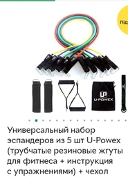 Універсальний набір еспандерів із 5 шт U-Powex (трубчасті гумові джгути для фітнесу + інструкція з вправами) + чохол (01X0403) фото від покупців 9