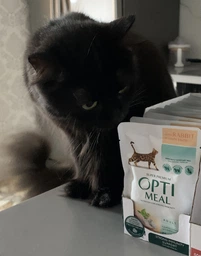 Влажный корм для кошек Оптимил из кроликов в белом соусе OPTIMEAL rabbit in white sauce 85 гр 12шт. фото от покупателей 13
