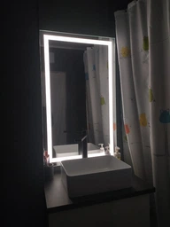 Прямоугольное зеркало с LED подсветкой 80 на 60 см, с подогревом и двумя механическими выключателями, модель Karnet La Mir (karnetg24)