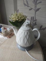 Чайник электрический керамический 1.5л 1200W Kamille Vizo крышка с силиконовым кольцом Белый фото от покупателей 4