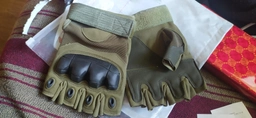 Тактические перчатки военно-армейские беспалые L Зеленый