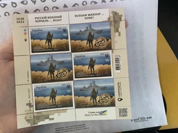 Марка 2022 року аркуш Русскій воєнний корабль ВСЬО Літера W фото від покупців 5