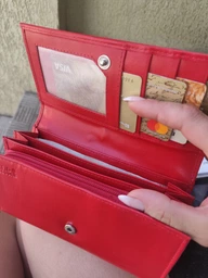 Жіночий шкіряний гаманець Betlewski із захистом RFID 18 х 10 х 3,5 см (BPD-DZ-17) червоний фото от покупателей 2