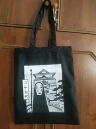 Эко сумка шоппер на молнии Унесённые призраками Безликий Бог Каонаси (Spirited Away Faceless God Kaonashi) (9227-2648) 41x35 см Черный
