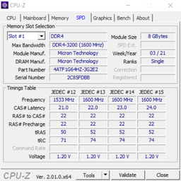 Micron 8GB DDR4-3200 SO-DIMM, PC4-25600 RAM для Ноутбуков (MTA4ATF1G64HZ-3G2E2)