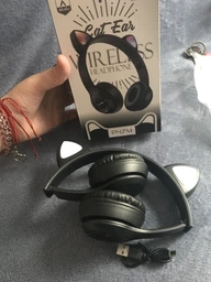Бездротові навушники "Котячі вушка" CatEar P47M з підсвіткою RGB Bluetooth MP3 плеєр Black фото від покупців 4