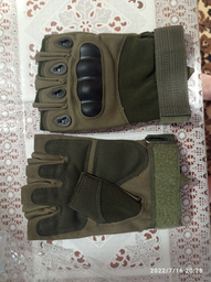 Беспалые тактические перчатки с усиленным Протектором Олива L фото от покупателей 2