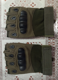 Безпалі тактичні перчатки з посиленим Протектором Оліва L фото від покупців 1