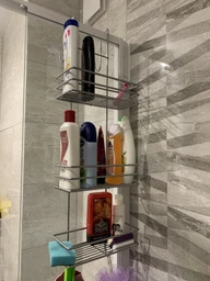 Полка (полочка) для душевой кабины Металл-Стиль, хром, 3-яруса 3-контура, размер дна - 25х10см, ДК-25332 фото от покупателей 10