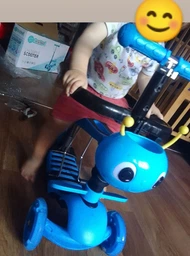 Самокат дитячий Scale Sports Kinder з сидінням і батьківською ручкою Божа корівка малиновий