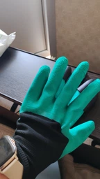 Садові рукавички з пластиковими наконечниками Garden Gloves green фото від покупців 4