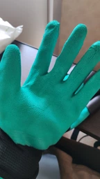 Садові рукавички з пластиковими наконечниками Garden Gloves green фото від покупців 3