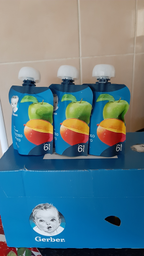 Упаковка Фруктового пюре Gerber Яблоко и манго с 6 месяцев 90 г х 16 шт (07613036345873) фото от покупателей 2