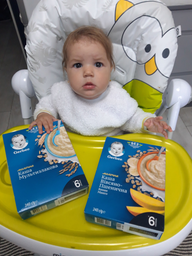 Дитяча каша Gerber Суха молочна швидкорозчинна Вівсяно-пшенична Банан-Манго для дітей з 6 місяців 240 г (7613039834053) фото від покупців 16