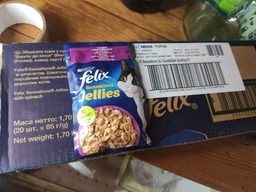 Вологий корм FELIX Sensations Jellies для дорослих котів шматочки в желе з качкою та шпинатом 85 г фото от покупателей 1