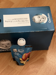 Упаковка фруктового пюре Gerber з яблук і персиків для дітей із 6 місяців 150 г х 12 шт. (7613287357212)