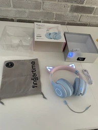 Дитячі бездротові навушники CATEAR BT029I з вушками, LED-підсвіткою, Bluetooth + AUX Рожеві