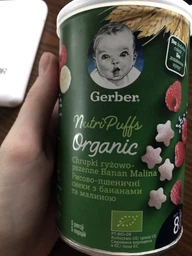 Упаковка пшеничних снеків Gerber з Бананами та Малиною для дітей із 8 місяців 35 г х 5 шт (7613037521160)