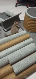 Стильная когтеточка с домиком игровой комплекс для кошек, котов всех пород 190х80х60см серо бежевая фото от покупателей 1