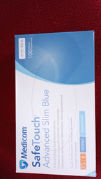 Перчатки нитриловые Medicom SafeTouch® Slim Blue текстурированные без пудры голубые размер M 100 шт (3,6 г.)