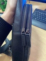 Мужская сумка слинг из натуральной кожи 29x8x16 черная SL-8 фото от покупателей 1