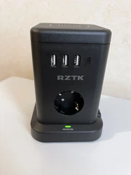 Універсальний мережевий подовжувач RZTK Tower Wireless + 3 USB-A + 1 USB-C Black (TWB7) 1.8 м фото від покупців 1