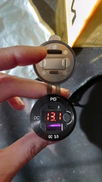 Металлический корпус врезная USB зарядка QC 3.0+PD Type-C 20W с вольтметром кнопкой в прикуриватель