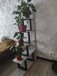 Стеллаж-горка (перегородка) для зонирования комнаты DrevoGoods для дома и офиса двусторонний, напольный / пристенный, деревянный для книг и вещей на 5 полок 1000x1600x300 мм Урбан лайт + Черный (559|17)