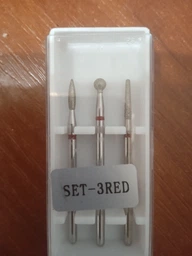 Фрезы алмазные Nail Drill SET-2 RED набор 3 шт. для тонкой кутикулы (красная насечка) фото от покупателей 2