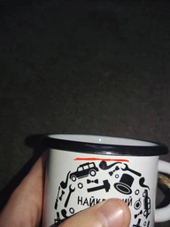 Кружка эмалированная Enamel mug с принтом Найкращий тато у світі белая 400 мл фото от покупателей 2