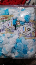Пряжа для в'язання Alize Puffy Color 5924 Біло-блакитний