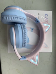 Бездротові навушники з котячими вушками Cat Ear Fingertime із додатковим мікрофон та підсвіткою рожево-голубі фото від покупців 10