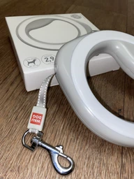 Повідець-рулетка для собак WAUDOG R-leash, кругла, XS-M, до 40 кг, 2,9 м, світловідбиваюча стрічка блакитний фото від покупців 5