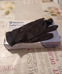 Нитриловые перчатки Medicom, плотность 5 г. - SafeTouch Premium Black - Чёрные (100 шт) S (6-7)