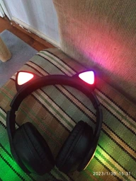 Беспроводные LED наушники с кошачьими ушками STN-28 Green