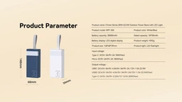 Power Bank лампа ємністю 30000 mAh з дисплеєм та ремінцем 22,5W Чорний