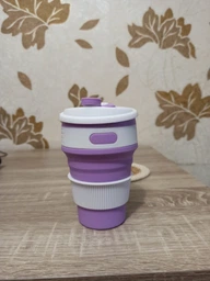 Складана силіконова склянка з кришкою Collapsible 350мл Фіолетовий фото від покупців 2